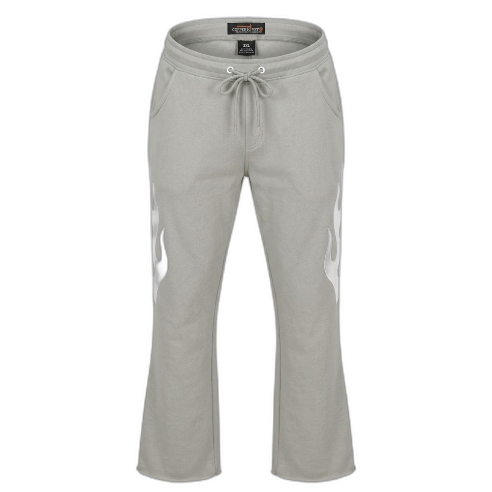 COPPER RIVET Mens Flame Sweatpants Sage Green Flare Raw Hem Streetwear 3XL NWT